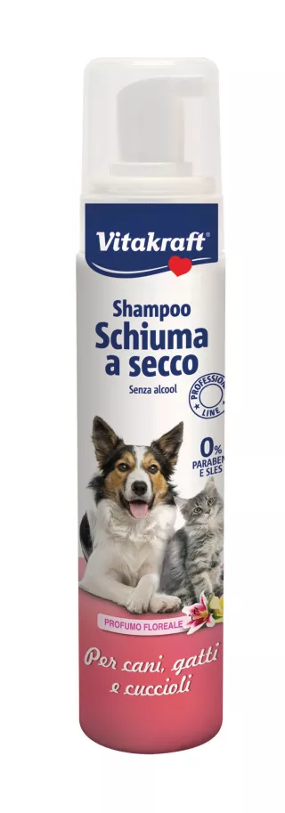 Vitakraft 2 shampoo schiuma a secco cani e gatti 200 ml.